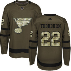 Youth Chris Thorburn Premier St. Louis Blues #22 Green Salute to Service Jersey