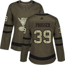 Women's Nate Prosser Authentic St. Louis Blues #39 Green Salute to Service Jersey