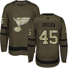Youth Luke Opilka Premier St. Louis Blues #45 Green Salute to Service Jersey