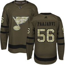 Youth Magnus Paajarvi Authentic St. Louis Blues #56 Green Salute to Service Jersey