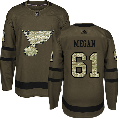 Youth Wade Megan Authentic St. Louis Blues #61 Green Salute to Service Jersey