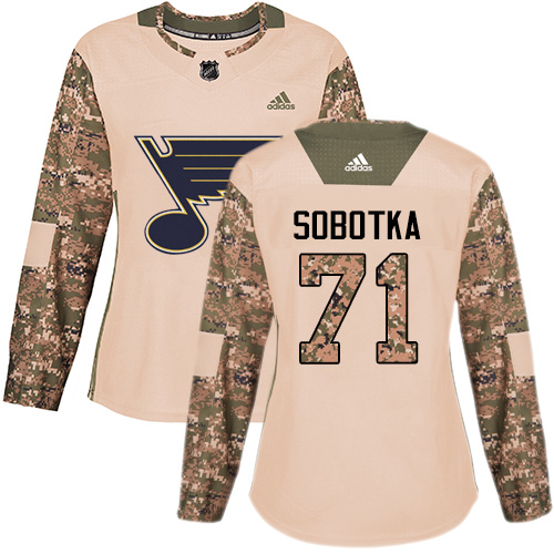 Women's Vladimir Sobotka Authentic St. Louis Blues #71 Camo Veterans Day Practice Jersey Women's Vladimir Sobotka Authentic St. Louis Blues #71 Camo Veterans Day Practice Jersey