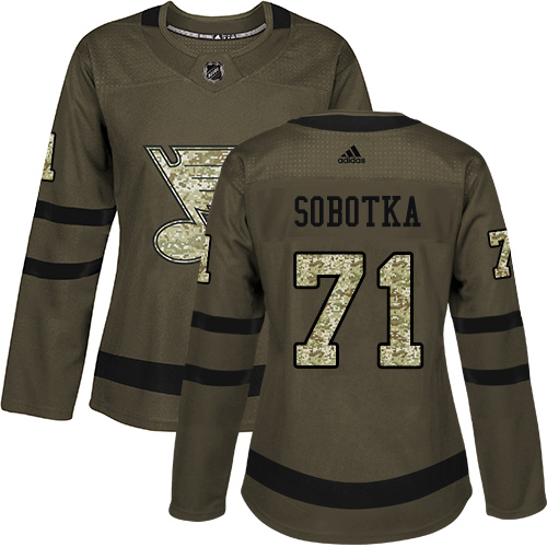 Women's Vladimir Sobotka Authentic St. Louis Blues #71 Green Salute to Service Jersey Women's Vladimir Sobotka Authentic St. Louis Blues #71 Green Salute to Service Jersey