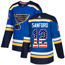 Zach Sanford Authentic St. Louis Blues #12 Blue USA Flag Fashion Jersey