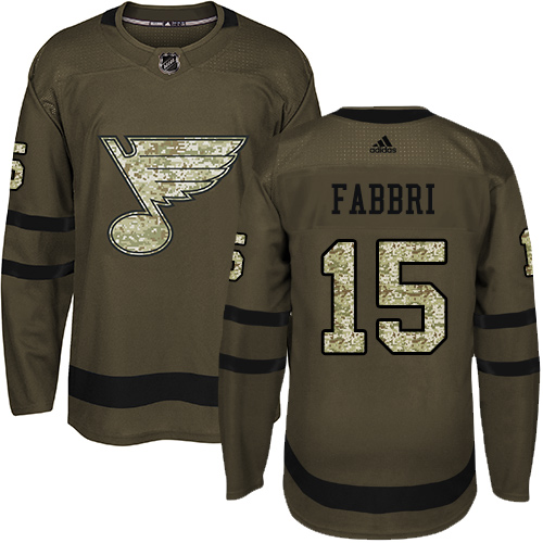 Robby Fabbri Premier St. Louis Blues #15 Green Salute to Service Jersey Robby Fabbri Premier St. Louis Blues #15 Green Salute to Service Jersey
