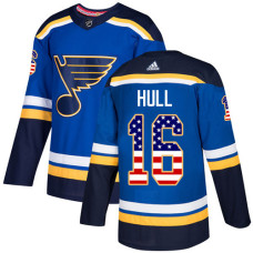 Brett Hull Authentic St. Louis Blues #16 Blue USA Flag Fashion Jersey