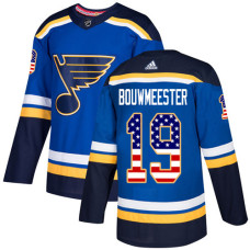 Jay Bouwmeester Authentic St. Louis Blues #19 Blue USA Flag Fashion Jersey