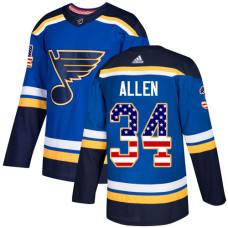 Jake Allen Authentic St. Louis Blues #34 Blue USA Flag Fashion Jersey