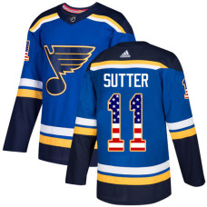 Brian Sutter Authentic St. Louis Blues #11 Blue USA Flag Fashion Jersey