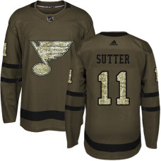 Brian Sutter Authentic St. Louis Blues #11 Green Salute to Service Jersey