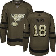 Tony Twist Authentic St. Louis Blues #18 Green Salute to Service Jersey