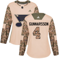 Women's Carl Gunnarsson Authentic St. Louis Blues #4 Camo Veterans Day Practice Jersey