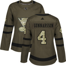 Women's Carl Gunnarsson Authentic St. Louis Blues #4 Green Salute to Service Jersey