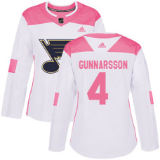 Women's Carl Gunnarsson Authentic St. Louis Blues #4 White/Pink Fashion Jersey