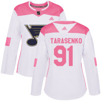 Women's Vladimir Tarasenko Authentic St. Louis Blues #91 White/Pink Fashion Jersey