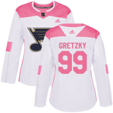 Women's Wayne Gretzky Authentic St. Louis Blues #99 White/Pink Fashion Jersey