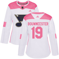 Women's Jay Bouwmeester Authentic St. Louis Blues #19 White/Pink Fashion Jersey