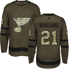 Youth Patrik Berglund Authentic St. Louis Blues #21 Green Salute to Service Jersey
