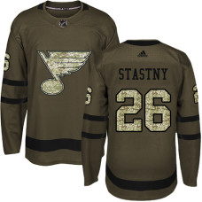 Youth Paul Stastny Premier St. Louis Blues #26 Green Salute to Service Jersey