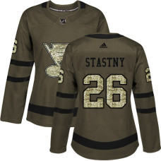 Women's Paul Stastny Authentic St. Louis Blues #26 Green Salute to Service Jersey