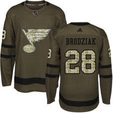 Youth Kyle Brodziak Premier St. Louis Blues #28 Green Salute to Service Jersey
