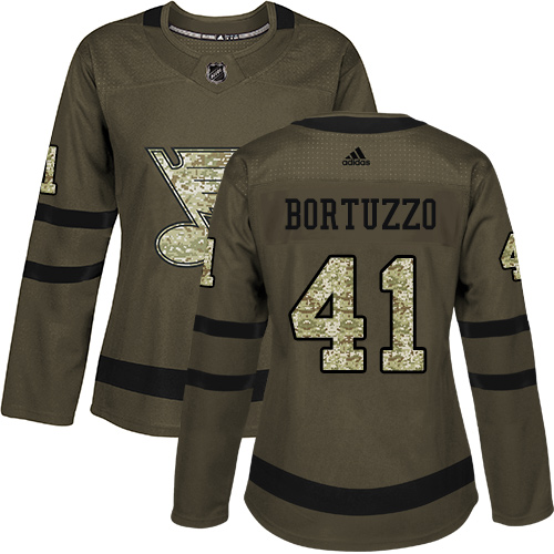Women's Robert Bortuzzo Authentic St. Louis Blues #41 Green Salute to Service Jersey Women's Robert Bortuzzo Authentic St. Louis Blues #41 Green Salute to Service Jersey