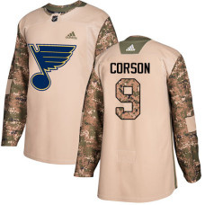 Youth Shayne Corson Authentic St. Louis Blues #9 Camo Veterans Day Practice Jersey