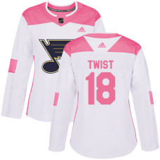 Women's Tony Twist Authentic St. Louis Blues #18 White/Pink Fashion Jersey
