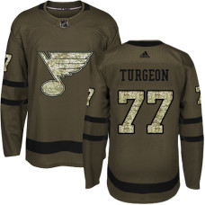 Youth Pierre Turgeon Premier St. Louis Blues #77 Green Salute to Service Jersey