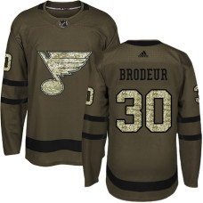 Youth Martin Brodeur Premier St. Louis Blues #30 Green Salute to Service Jersey