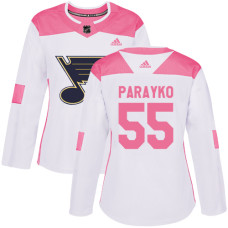 Women's Colton Parayko Authentic St. Louis Blues #55 White/Pink Fashion Jersey